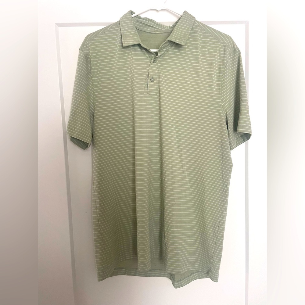 Lululemon Performance Polo Green Striped Size Large